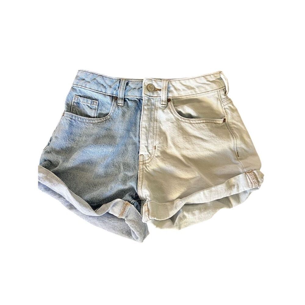 PacSun Women's High Waisted Split Color Denim Shorts Size 23 Multicolor